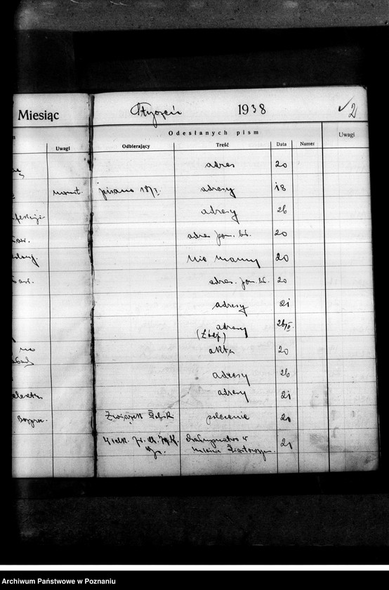 Obraz 6 z jednostki "Rejestr nadchodzących i wysyłanych pism przez Stronnictwo Narodowe i Obóz Wszechpolski"