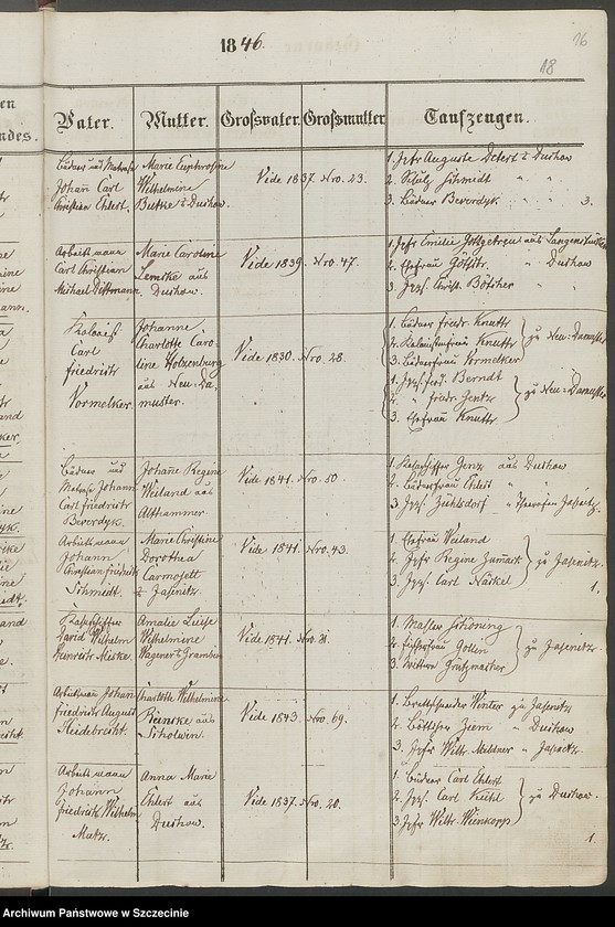 image.from.unit.number "Taufregister von Jasenitz (Jasienica)."