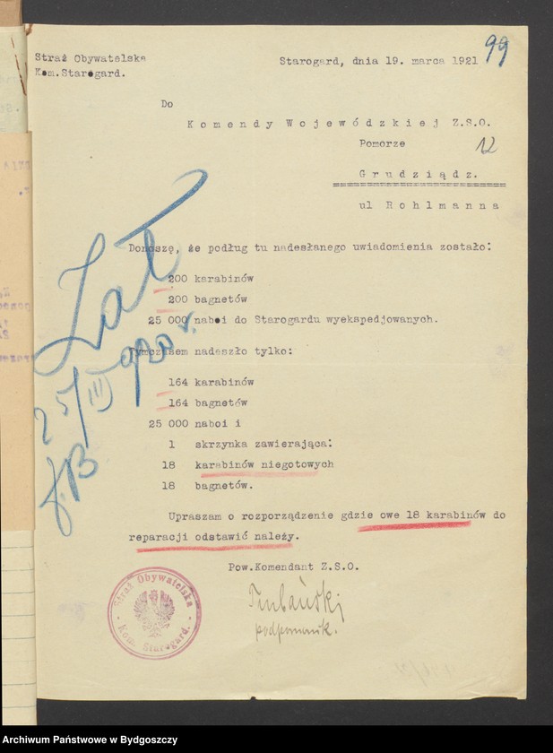 image.from.unit.number "Zaopatrzenie w broń Komendy Wojewódzkiej i Komend Powiatowych Zachodniej Straży Obywatelskiej na Województwo Pomorskie"