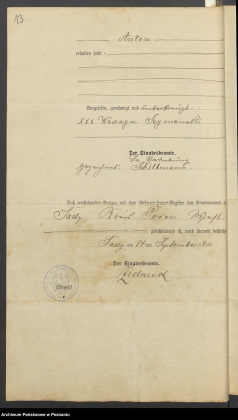 Obraz 15 z jednostki "Die von den Verlobten beigebrachten Urkunden zur Eheschliessung pro 1901. Vol XV"