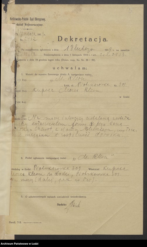 Obraz 7 z jednostki "Moses Klein- księgarnia i sprzedaż papierów"