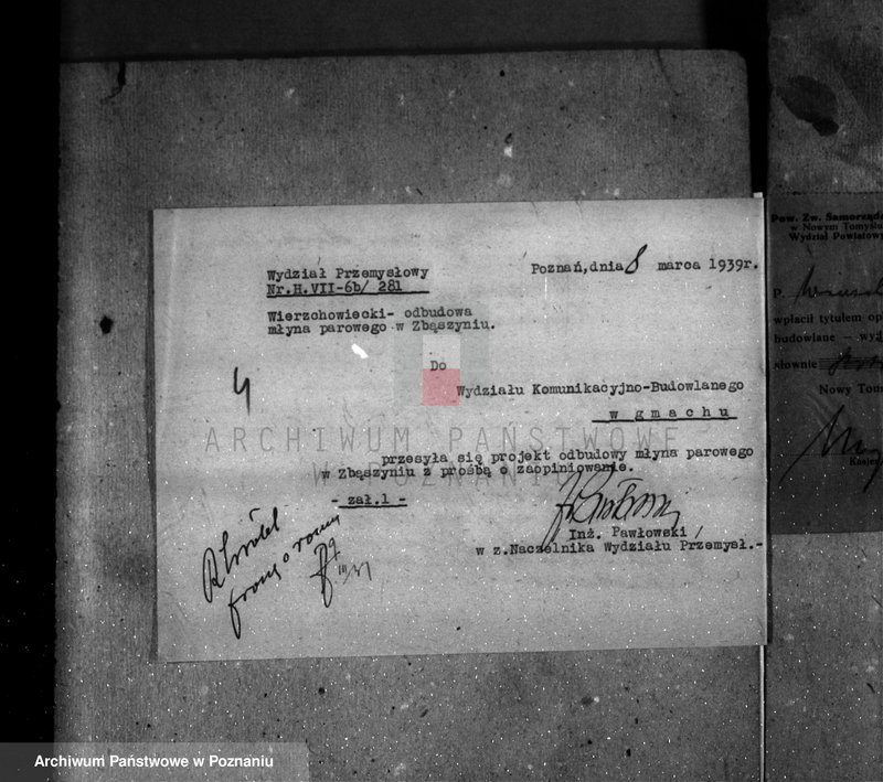 Obraz 8 z jednostki "Udzielenie zezwolenia na urządzenie młyna parowego W. i A. Wierzchowieckich w Zbąszyniu, pow. nowotomyski"