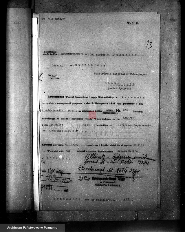 Obraz 18 z jednostki "Przetwórnia materiałów wybuchowych w Osowej Górze, pow. bydgoski nr woj. kotła 5961"