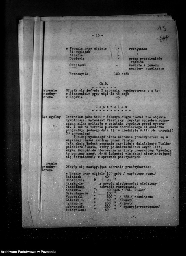 Obraz 19 z jednostki "Sprawozdania tygodniowe z życia społeczno-politycznego i z życia mniejszości narodowych za okres od 31 października do 27 listopada 1930 r."