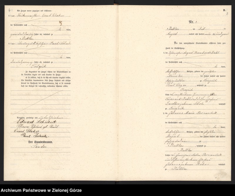 Obraz 6 z jednostki "Heiraths-Haupt-Register Standes-Amt Kuttlau 1890"