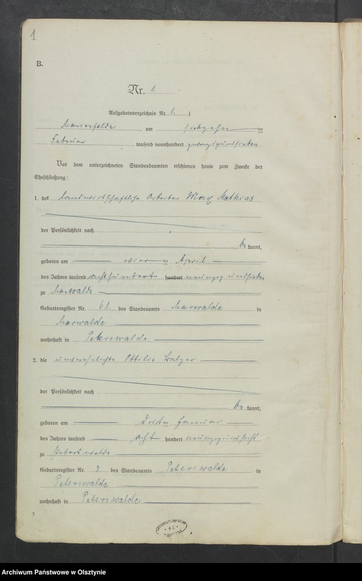 Obraz 3 z jednostki "Heirats-Neben-Register Nr 1 - 19, 1-6, 1-14, 1-16"