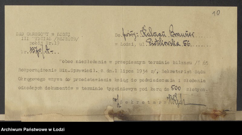 Obraz 12 z jednostki "Kalman Brauner - sprzedaż towarów manufakturowych"