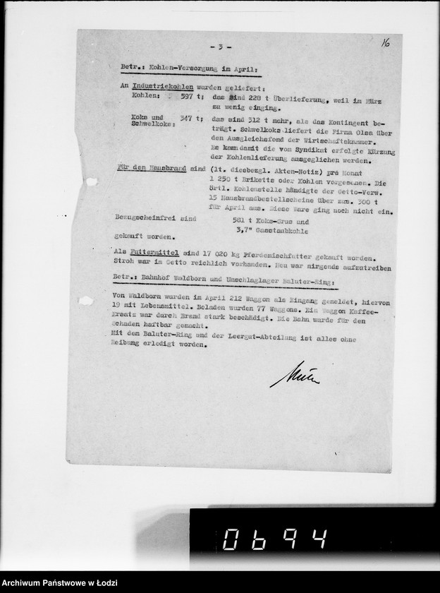 Obraz 20 z jednostki "Aktennotizen und Berichte [dotyczące spraw ogólnych Getta w Łodzi oraz jego utworzenia]"