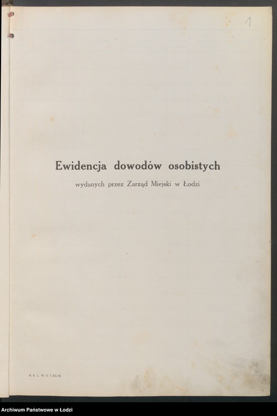 Obraz 3 z jednostki "Ewidencja dowodów osobistych wydanych przez Zarząd Miejski w Łodzi, zespół nr 8 [- nazwiska na litery] U, W, Z, Ż"