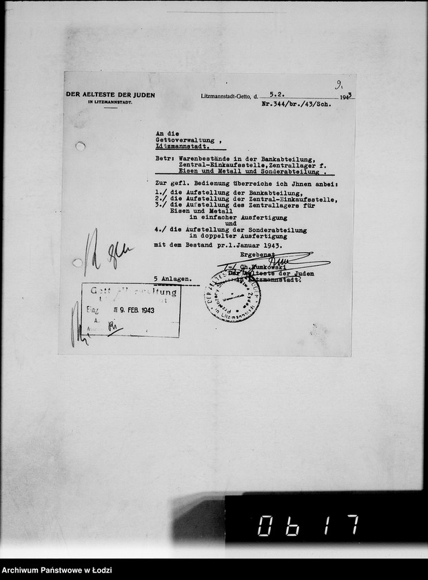 Obraz 14 z jednostki "Monatliche Warenbestandsmeldungen der Bankabteilung des Judenältesten"