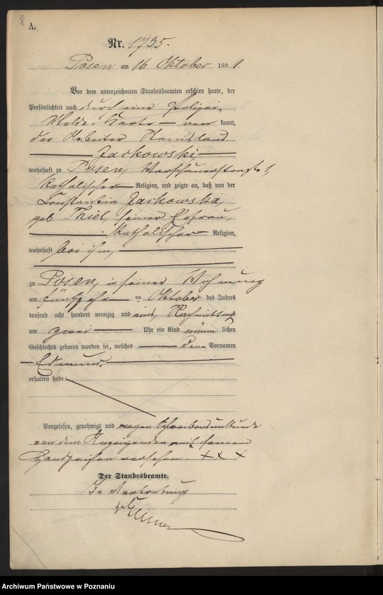 Obraz 12 z jednostki "Księga urodzeń t. V"