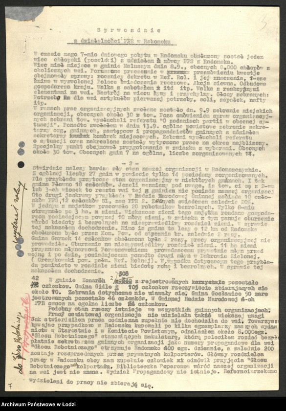 Obraz 4 z jednostki "Szkolenie partyjne - sprawozdania z [inspekcji w powiatach oraz instruktorów powiatowych z działalności]"