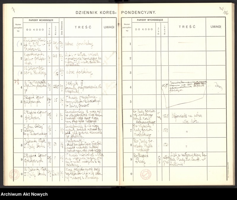 image.from.unit.number "Dziennik korespondencji przychodzącej i wychodzącej, t. I"