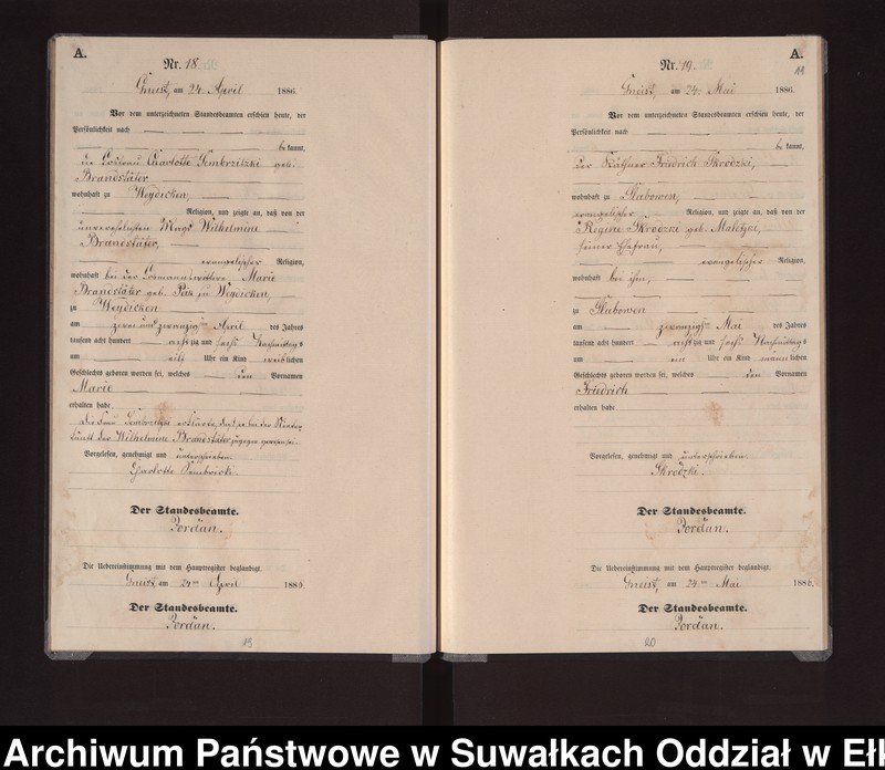 image.from.unit.number "Geburts-Neben-Register des Königlichen Preussischen Standes-Amtes Gneist Kreis Loetzen"