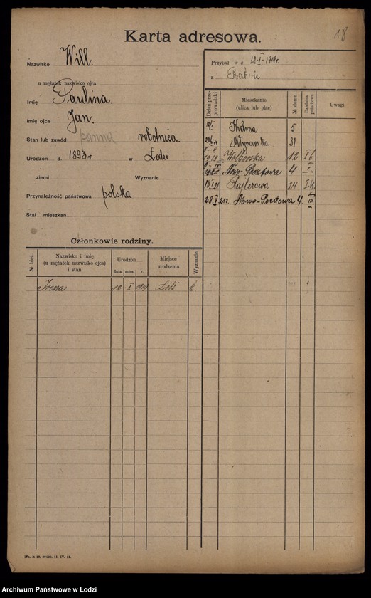 Obraz 20 z jednostki "[Spis ludności Łodzi] Wiktoszewska - Wilde"