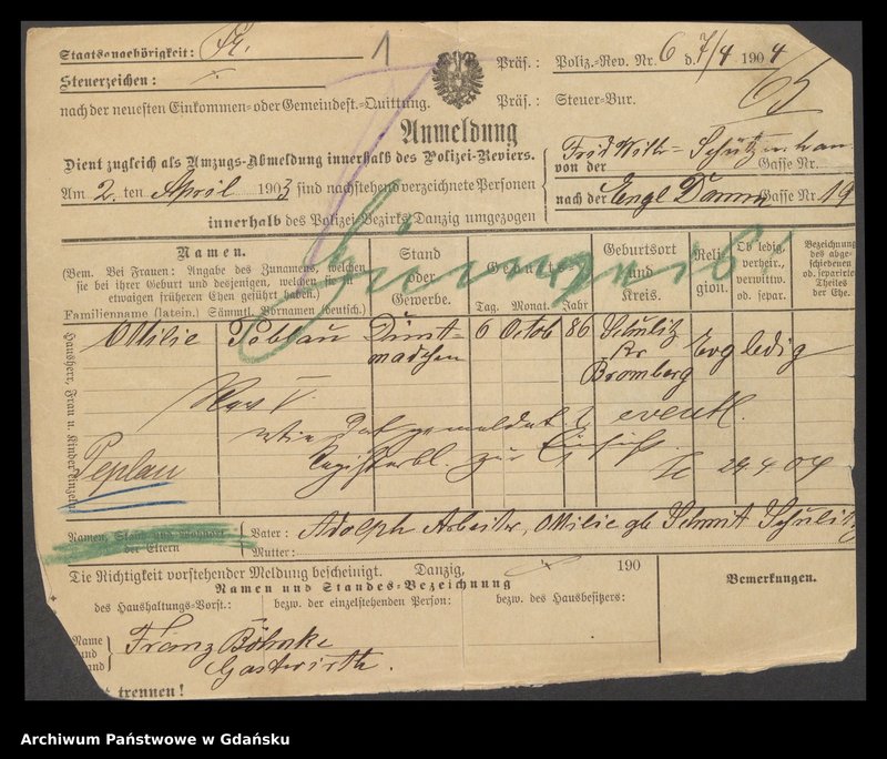 image.from.unit.number "Karty meldunkowe: Peplau - Peters Christine"