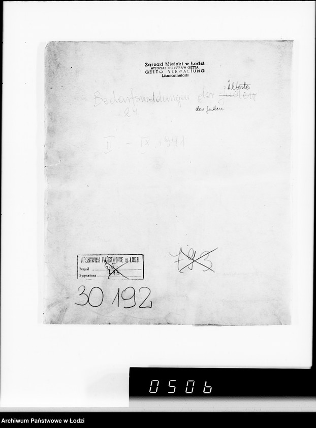 Obraz 4 z jednostki "Bedarfsmeldungen der Älteste der Juden"