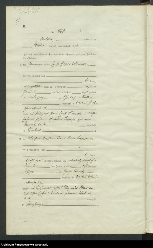 image.from.unit.number "Heirats-Haupt-Register Breslau IV 1908 Band 4"