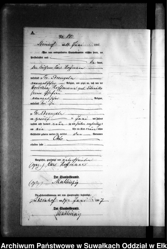 image.from.unit.number "Geburts-Neben-Register des Preussischen Standes-Amtes Gr. Strengeln Kreis Angerburg"