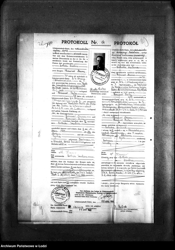 Obraz 17 z jednostki "[Protokoły stwierdzające na podstawie zeznań 2 świadków personalia i tożsamość osób ubiegających się o kartę tożsamości]"
