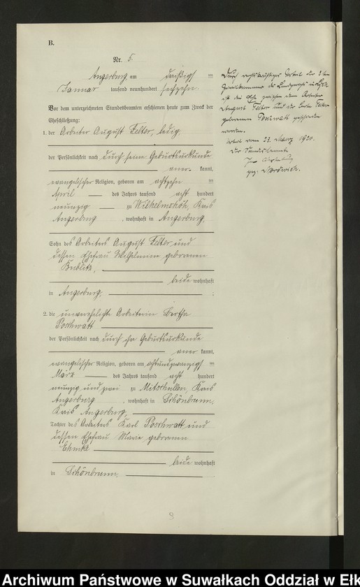 image.from.unit.number "[Heirats = Register (Neben = Register) Standesamt Angerburg einschl. der Bezirke Prinowen, Gr. Strengeln und Kehlen Kreis Angerburg]"