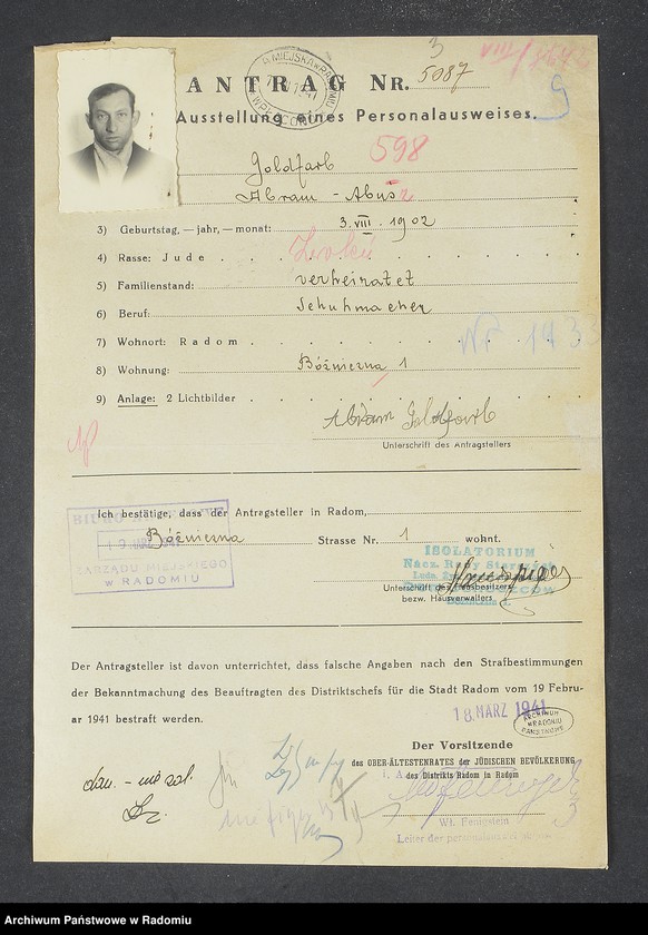 image.from.unit.number "[Wnioski o wydanie dowodów osobistych oraz nie odebrane dowody Goldberg, Goldfarb - Goldmann]"