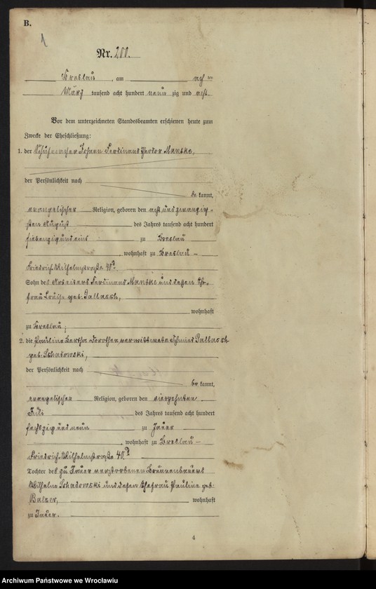 image.from.unit.number "Heiraths-Haupt-Register Breslau I 1898 Band 2"