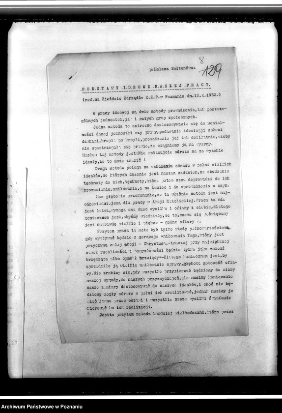 Obraz 12 z jednostki "Okólniki. Programy pracy. Sprawozdania z działalności. Protokoły ze zjazdów: Odezwy, rezolucje, ankiety personalne. Sprawy personalne członkiń stowarzyszenia"