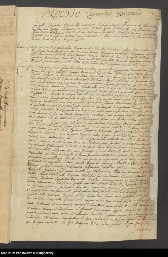 image.from.unit.number "Acta die Verfassung des Bernhardiner Klosters zu Gorcka betr./ enthält auch Abschrift der Gründungs Urkunde"