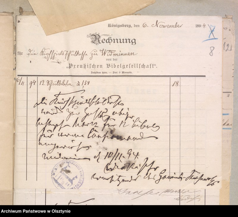 image.from.unit.number "Einnahme und Ausgabe Beläge der Kirchspiels Schulkasse zu Widminnen"