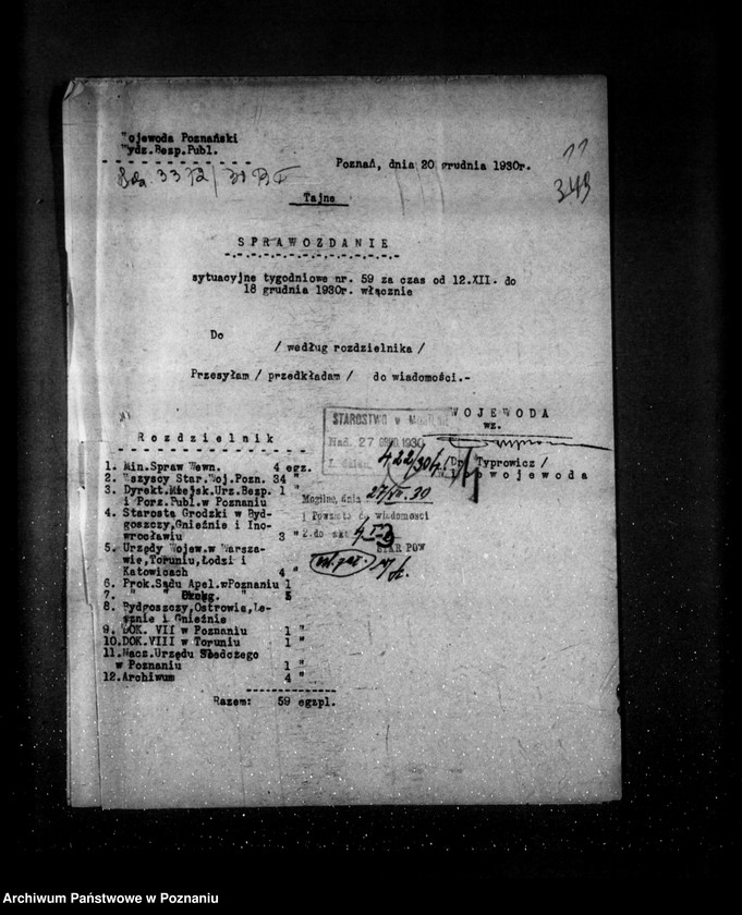 Obraz 14 z jednostki "Sprawozdania sytuacyjne tygodniowe za czas od 5 grudnia 1930 r. do dnia 1 stycznia 1931 r. /nr 58-61/"