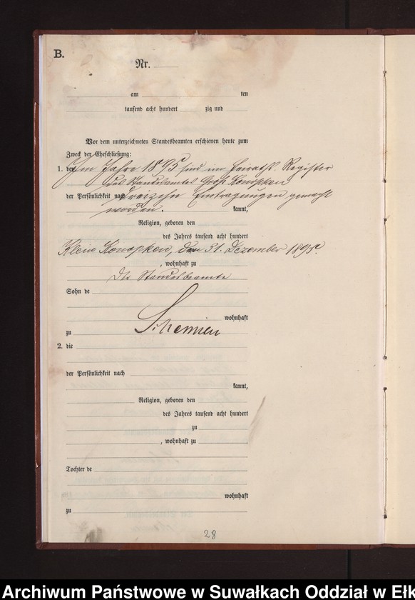 image.from.unit.number "Heiraths-Neben-Register des Preussischen Standes-Amtes Gross Konopken Kreis Loetzen"