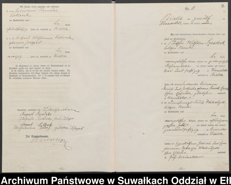 image.from.unit.number "Heiraths-Haupt-Register des Königlichen Preussischen Standes-Amtes Bialla Kreis Johannisburg"