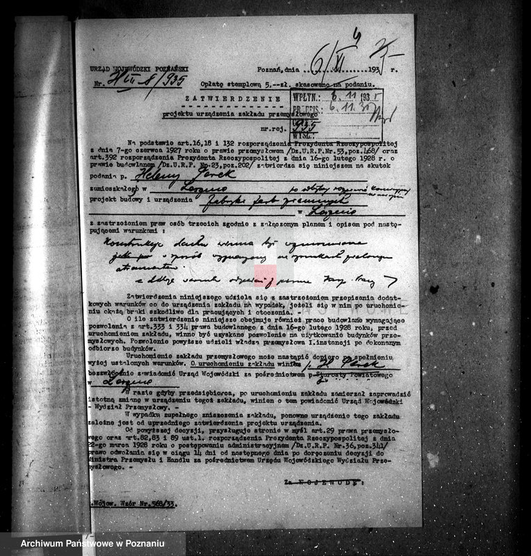 Obraz 8 z jednostki "Zatwierdzenie zakładu przemysłowego /fabryki farb/ Firmy H. Perek w Lesznie"