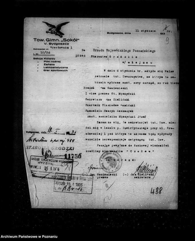 Obraz 13 z jednostki "/Towarzystwo Gimnastyczne Sokół V Bydgoszcz- rejestracja/"