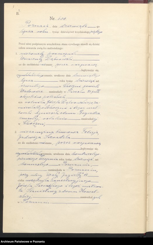 Obraz 6 z jednostki "Księga miejscowa małżeństw tom III [Rejestr główny małżeństw]"