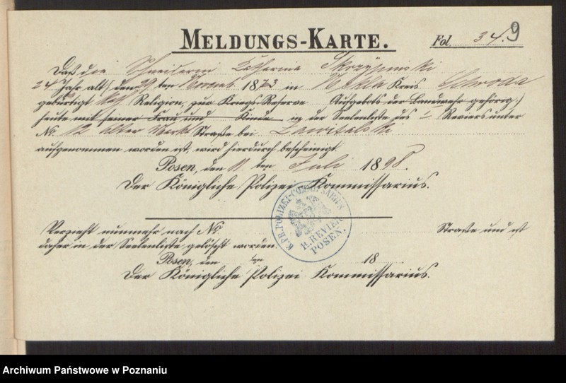 Obraz 11 z jednostki "Die von den Verlobten beigebrachten Urkunden zur Eheschliessung pro 1898"