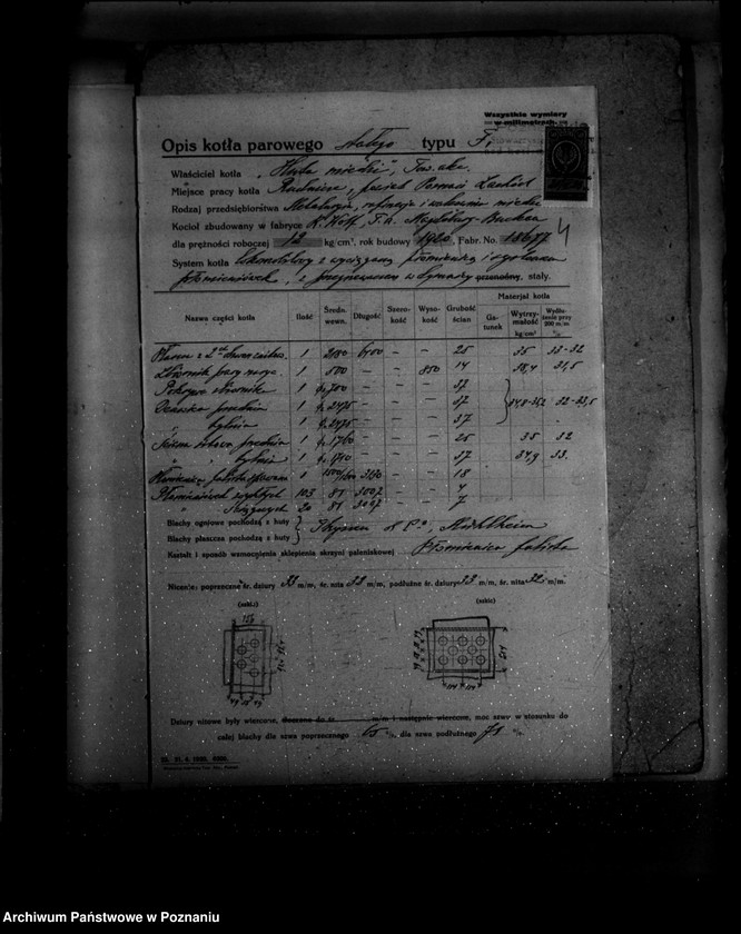 Obraz 8 z jednostki ""Huta miedzi" w Rudniczach powiat poznański nr porządkowy kotła 106"