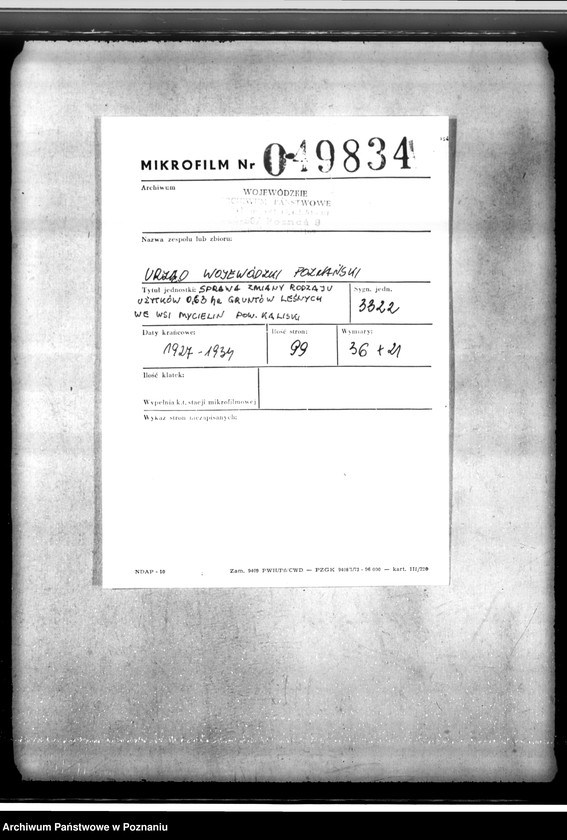 Obraz 2 z jednostki "Sprawa zmiany rodzaju użytków 0,63 ha gruntów leśnych we wsi Mycielin powiat kaliski"