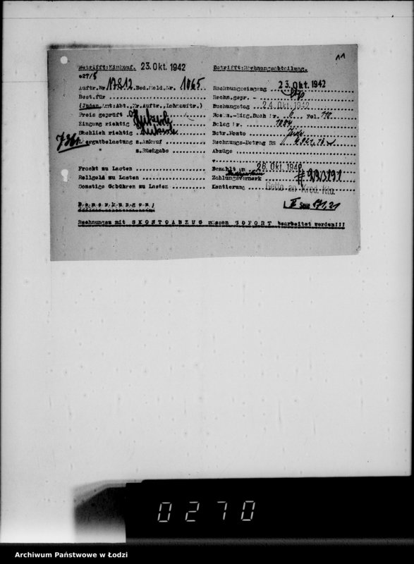 Obraz 15 z jednostki "Aufträge, [Lieferscheinen und Rechnungen] 17811-17860 [Dostawa żywności do Getta]"