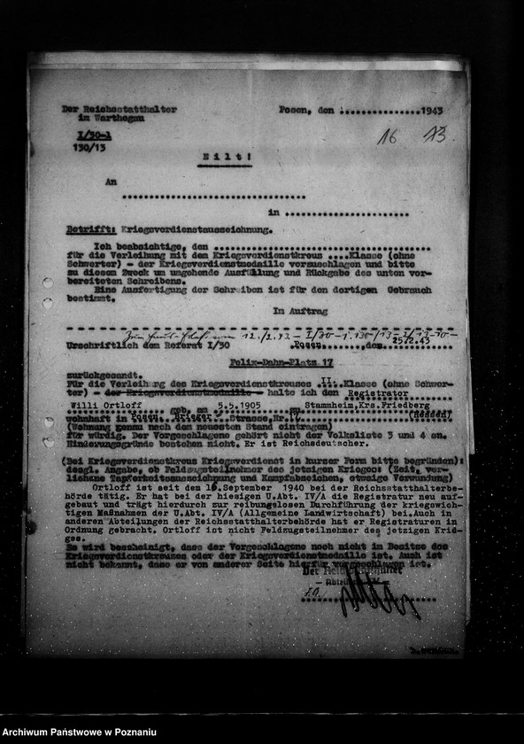 Obraz 20 z jednostki "Sammlung der Vorschläge für Kriegsverdienstkreuze"