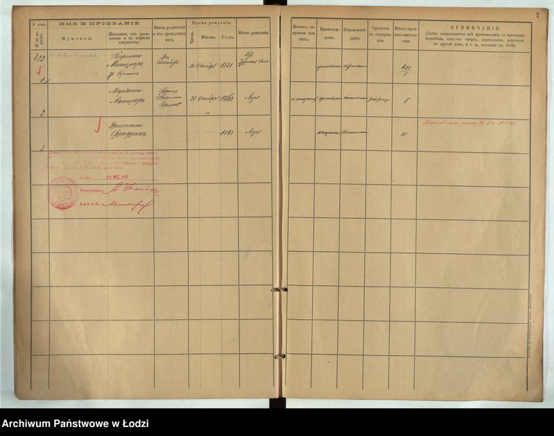 Obraz 6 z jednostki "[Księga ludności stałej m. Łodzi guberni piotrkowskiej nr domu 422-425]"