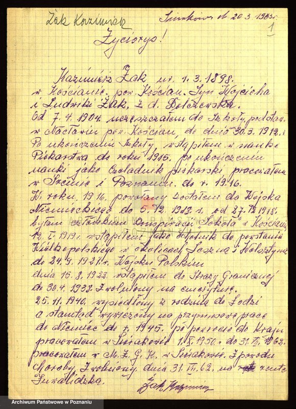 Obraz 10 z jednostki "Życiorysy powstańców wielkopolskich: Ż - /Żak Kazimierz - Żyto Franciszek/."