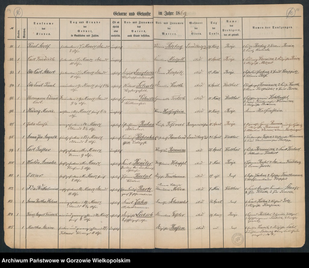 image.from.unit.number "Duplikate der Hauptkirche zu Landsberg an der Warthe (zawiera także księgę zgonów Konko5rdien, reformirte und Militair Kirchen Gemeinde z 1869 r.)"