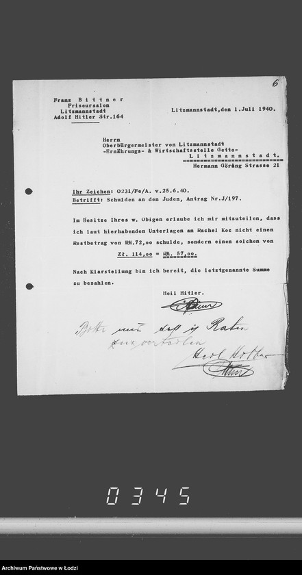 Obraz 10 z jednostki "J.196-210 [Wnioski Żydów w Getcie o zwrot długów za wzięty na kredyt towar przez kupujących]"