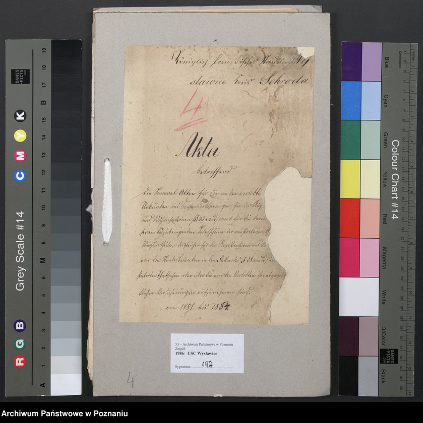 image.from.unit.number "Acta betreffend die Sammel Akten für die von den verlobten beizubringenden Urkunden und Konsenserklärungen, für die Aufgebotscheinigungen und Dispensation [...] von 1881 bis 1884"