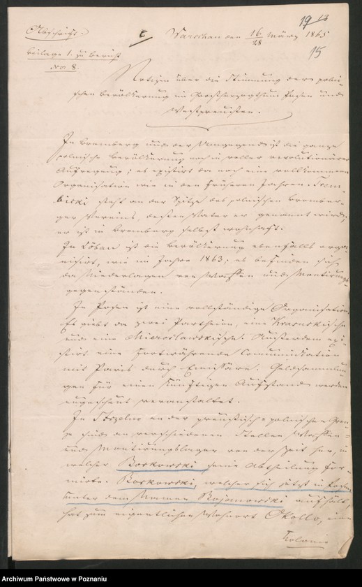 Obraz 19 z jednostki "Der wiederholte Versuch der polnischen Emigration eine neue revolutionäre Organisation in den ehemaligen polnischen Landesteilen zu bewirken."