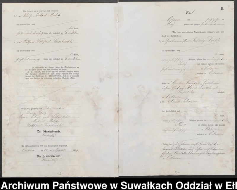 image.from.unit.number "Heiraths-Neben-Register des Preussischen Standes-Amtes Orlowen Kreis Loetzen"