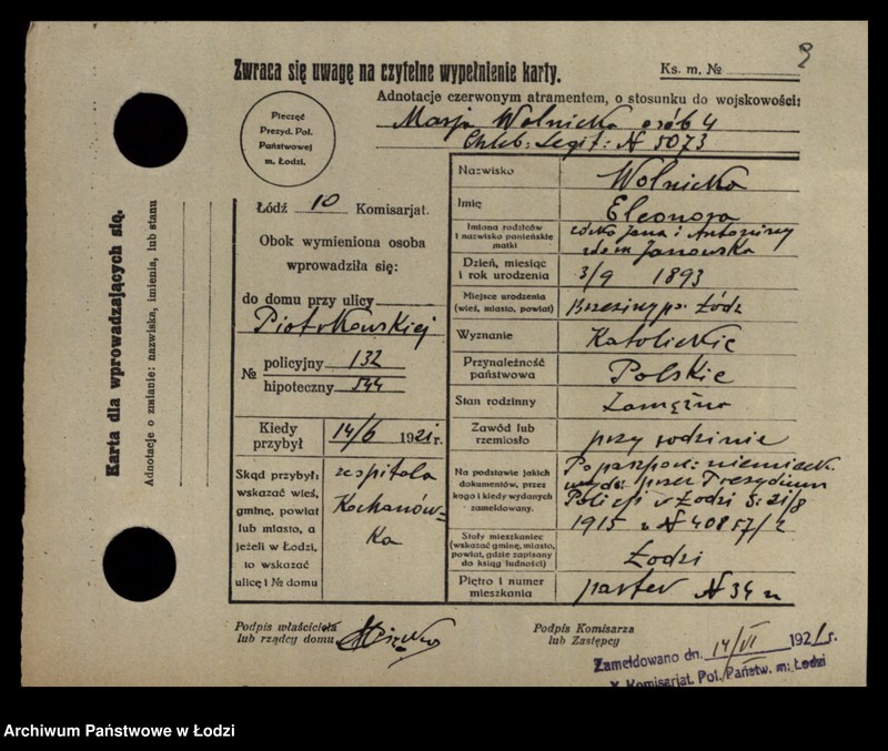 Obraz 11 z jednostki "[Spis ludności Łodzi] Wolniakiewicz - Wolst"