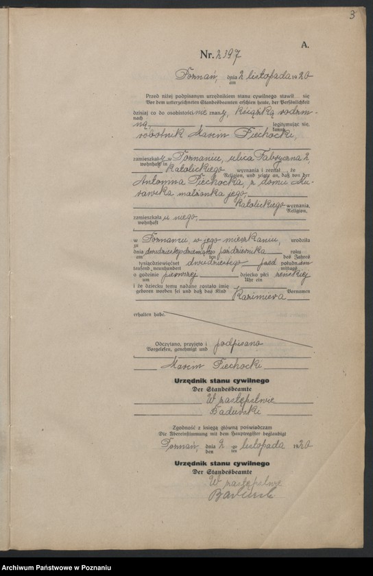 Obraz 5 z jednostki "Księga urodzeń odpis tom VII [Rejestr poboczny urodzeń]"